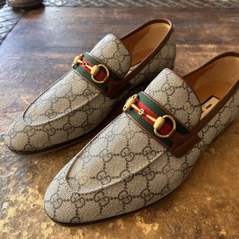 GUCCI Men's GG Supreme Horsebit Loafer Size 10 (US) Beige NIB 759648 FACIQ 9756 - Picture 7 of 11